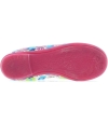 Green girls closed heel flats in flower filled leather 