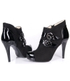 Black short boots with high heel
