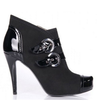 Black short boots with high heel