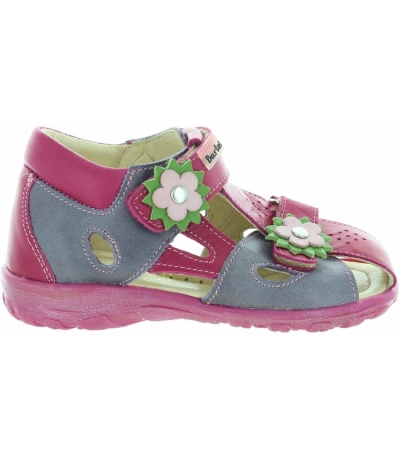 Sandals for girls with flat feet in pink leather with ankle support 