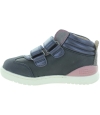 Leather ankle high top boots in navy leather 