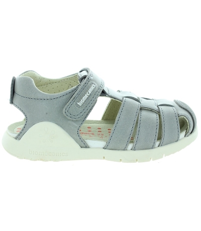 Gray leather sandals for boys with high arches