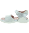 Silver leather polka dot girls sandals with arches 