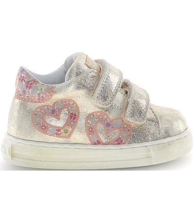Gold leather ankle sneakers with support 