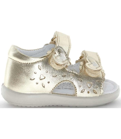 European gold sandals for baby girl with arch support