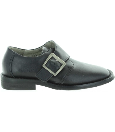 Black leather dress shoes for a boy