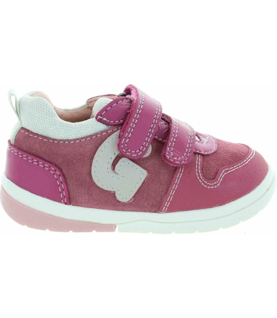 Leather girls fuchsia casual sneakers