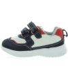 Blue leather/mash material mix Spanish sneakers with arches