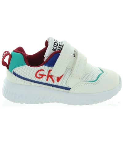 Velcro closure child sneakers leather and mash material mix