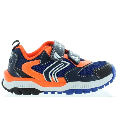 Flat foot best boys sneakers in ornage and blue leather