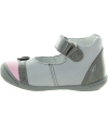 Special gray shoes for a toddler girl with high arches