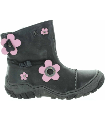 Pronation high top black leather snow boots for girls