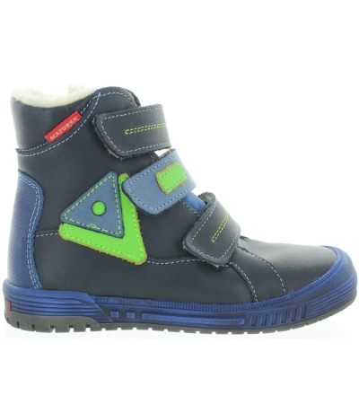 Navy leather high top wool snow boots for boys