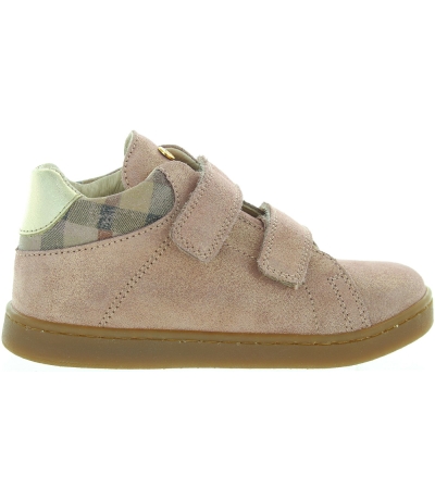 High top boots in rose leather for girls