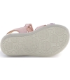 Pink leather girls sandals with flowers