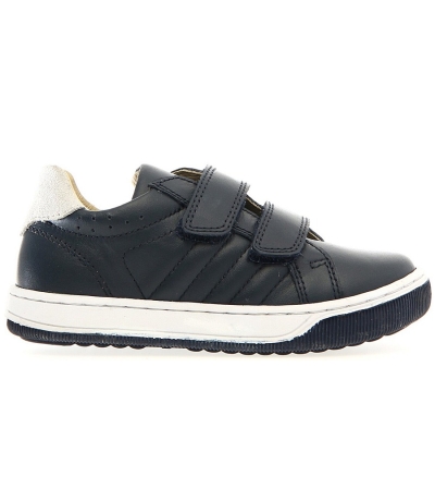 Boy navy leather sneakers for wide feet 