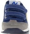 Blue leather baby sneakers with ankle support