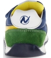 Blue leather baby sneakers with ankle support