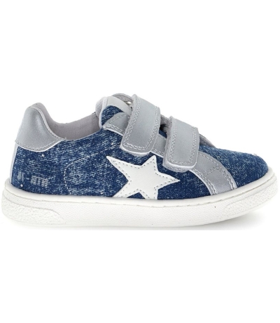 Casual leather sneakers for girls in blue leather 