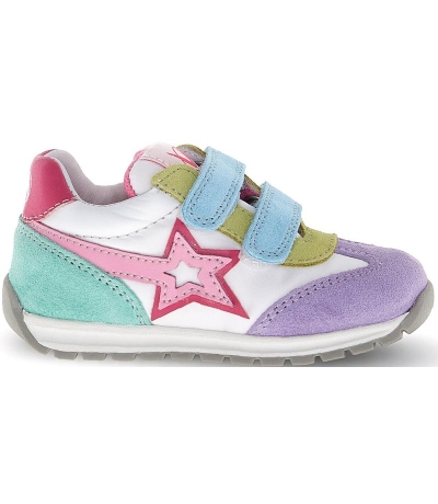 Multi color leather fashion sneakers for kids 