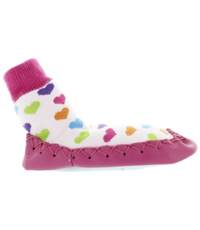 Pink polka dot mocassins for girls