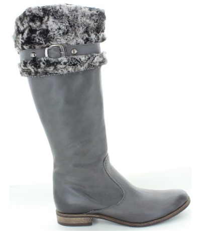 Gray leather boots for young women 