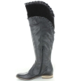 Black leather high fashion boots for ladies