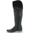 Tall black leather boots that stretch over the knees Tall black leather boots that stretch over the knees